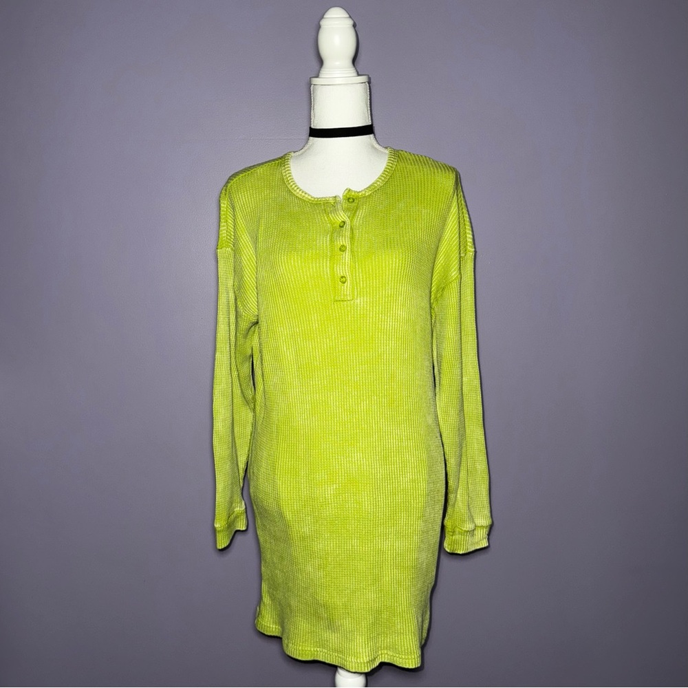 NEW Forever 21 Lime Green Waffle Mini Dress